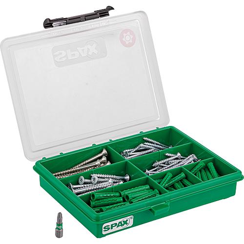 Vis à tête fraisée, Torx® (T-STAR Plus) et assortiment de chevilles à expansion,
+ Embouts en boîte, Filetage partiel, 161 Pièces Standard 1