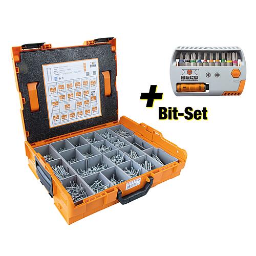 Screw assortment, countersunk head, Torx® + Bit sets in L-BOXX® 102, fully and partially threaded, 3017 pieces Standard 1