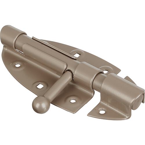 Bolt latch DURAVIS® 112 x 72 ⌀ 16 mm, with flat handle, material: Steel, blue galvanised, surface: pearl beige RAL 1035