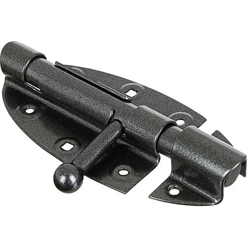 Bolt latch DURAVIS® 112 x 72 ⌀ 16 mm, with flat handle, material: Steel, blue galvanised, surface: black-diamond