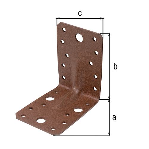 Heavy duty angled connector 90 x 90 x 65 mm, with bead DURAVIS®, material: Steel, sendzimir-galvanised, surface: rust brown