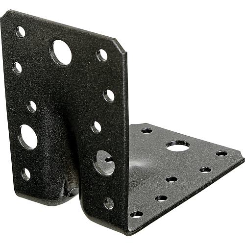 Heavy duty angled connector 90 x 90 x 65 mm, with bead DURAVIS®, material: Steel, sendzimir-galvanised, surface: black-diamond