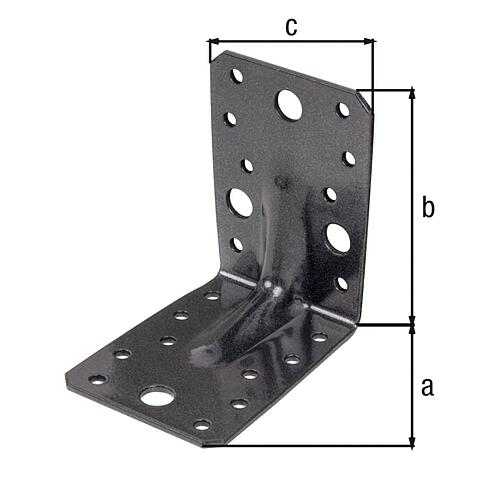 Raccord coudé pour charges lourdes 90 x 90 x 65 mm, avec moulure DURAVIS®, matériau : Acier, galvanisé sendzimir, surface : noir-d