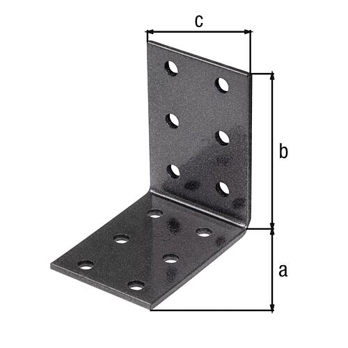 Perforated plate bracket DURAVIS® 60 x 60 x 40 mm, material: Steel, sendzimir-galvanised, surface: black-diamond