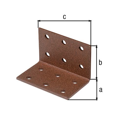 Equerre d'assemblage perforée DURAVIS® 40 x 40 x 60 mm, matériau : acier, galvanisé, surface : marron rouille