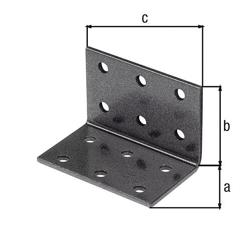 Equerre d'assemblage perforée DURAVIS® 40 x 40 x 60 mm, matériau : acier, galvanisé, surface : noir-diamant