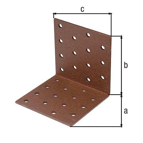 Perforated plate bracket DURAVIS® 80 x 80 x 80 mm, material: Steel, sendzimir-galvanised, surface: rust brown