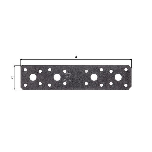 Raccord plat DURAVIS® 180 x 40 x 3,0 mm, matériau : Acier, galvanisé sendzimir, surface : noir-diamant