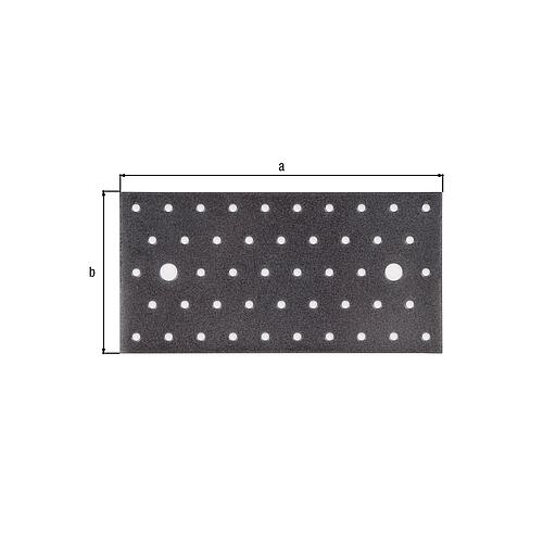 Plaque perforée DURAVIS® 200 x 100 x 2 mm, matériau : Acier, galvanisé sendzimir, surface : noir-diamant