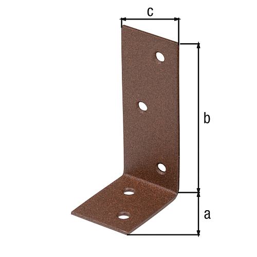 Bar bracket DURAVIS® 40 x 80 x 30 mm, unequal, material: Steel, blue galvanised, surface: rust brown