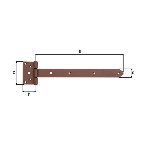 Bar hinge DURAVIS⌀ 391/59 x 103 mm, material: Steel, blue galvanised, surface: rust brown