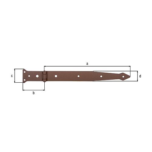 Shed hinge DURAVIS® 302/77 x 48 mm, material: Steel, blue galvanised, surface: rust brown