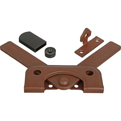 Garden gate latch DURAVIS® for narrow frame timbers, material: Steel, blue galvanised, surface: rust brown