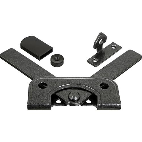 Garden gate latch DURAVIS® for narrow frame timbers, material: Steel, blue galvanised, surface: black-diamond