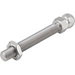 Threaded spindles with articulated feet made of stainless steel