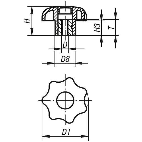 Star handle shape K with threaded bushing, stainless steel Anwendung 2