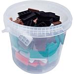 SILISTO® spacer blocks, quickies 60 x 40 mm, white/red/green/brown/grey/black, in a bucket, 220 pieces