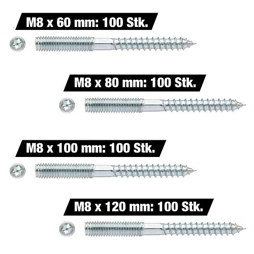 Kit de recharge Goujon fileté M8 x 60-120 mm, 400 Pièces Standard 1