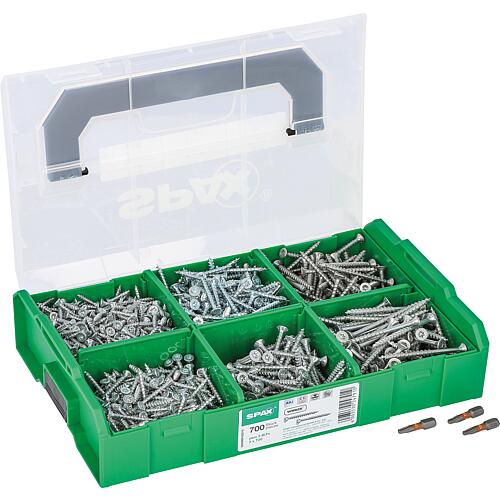 Countersunk head screws assortment, Torx® (T-STAR Plus),
+ 3 Bits in L-BOXX® Mini, fully and partially threaded, 703 pieces Standard 1