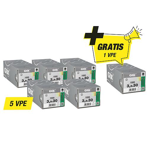 5 x vis à fixation rapide GIX B + 1 x pack gratuit, filetage grossier 3,9 x 30 mm Standard 1