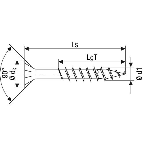 SPAX® vis à bois, ø filetage d1: 8,0 mm, ø tête : 15,1 mm, emballage standard, pointe 4CUT Anwendung 2