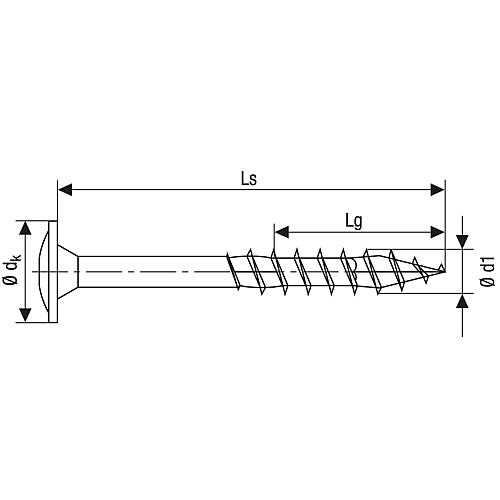 SPAX® wood screw, thread ø d1: 10.0 mm, head ø: 25.0 mm, standard packaging, 4CUT milling cutter