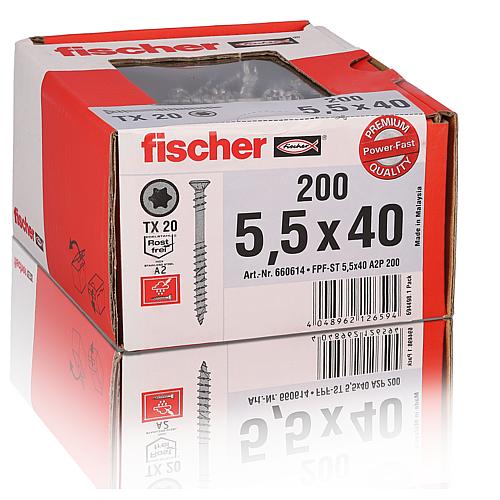 Fischer, decking screws, thread ø d1: 5.5 mm, head ø: 7.5 mm, stainless steel A2