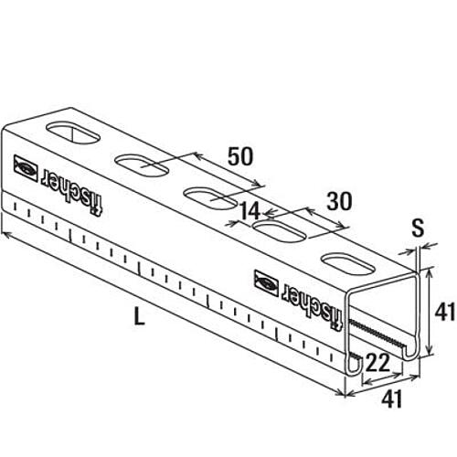 Mounting rail FUS 41/2.0 Length 2 metres Stainless steel A2