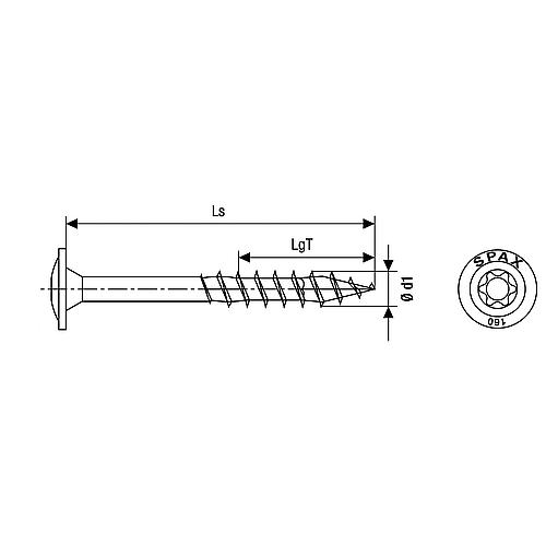 SPAX® vis pour construction en bois, ø filetage  d1: 6,0 mm, ø tête : 11,6 mm, emballage standard Standard 3