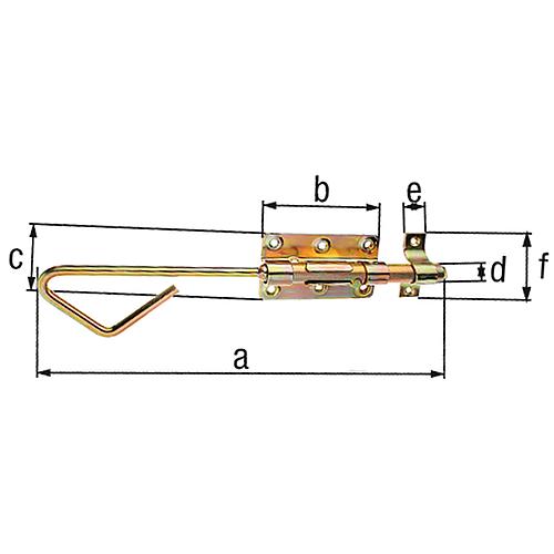 Bolt with loop, 320x58mm, yellow galvanised