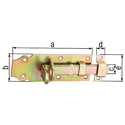 Lock bolt, straight, with fixed keep, 120x45 mm, yellow galvanised