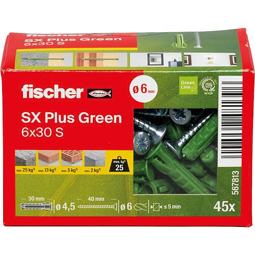 Wall plug Fischer SX Plus Green 6 x 30S, Set with screw, PU 45 pieces