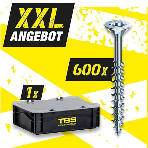 XXL offer SPAX® Countersunk head screws WIROX® partially threaded ø 6.0 x 120 mm + TBS transport box, 601-piece