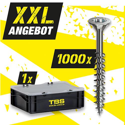 XXL offer Countersunk head screws, stainless steel A2, partially threaded, 5.0 x 60 mm + TBS transport box, 1001 pieces Standard 1