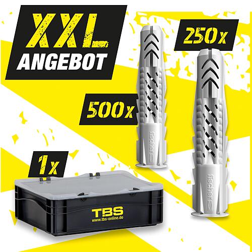 XXL-Angebot Fischer Universaldübel UX Plus (5 VPE 6 x 35 + 5 VPE 10 x 60) + TBS Transportbox, 751-Teilig