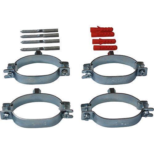 Oval clamp set for stainless steel corrugated “2 in 2” pipe
