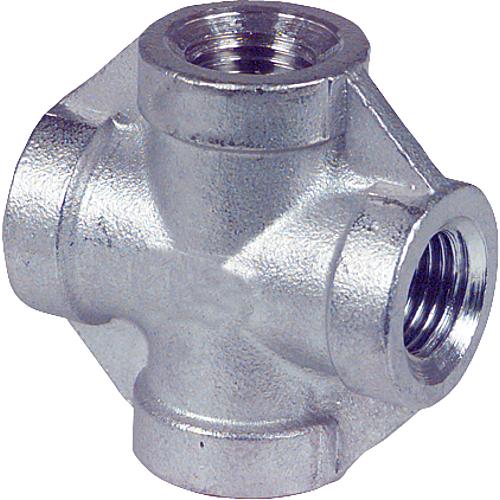 Stainless steel threaded fitting cross-piece (IT)